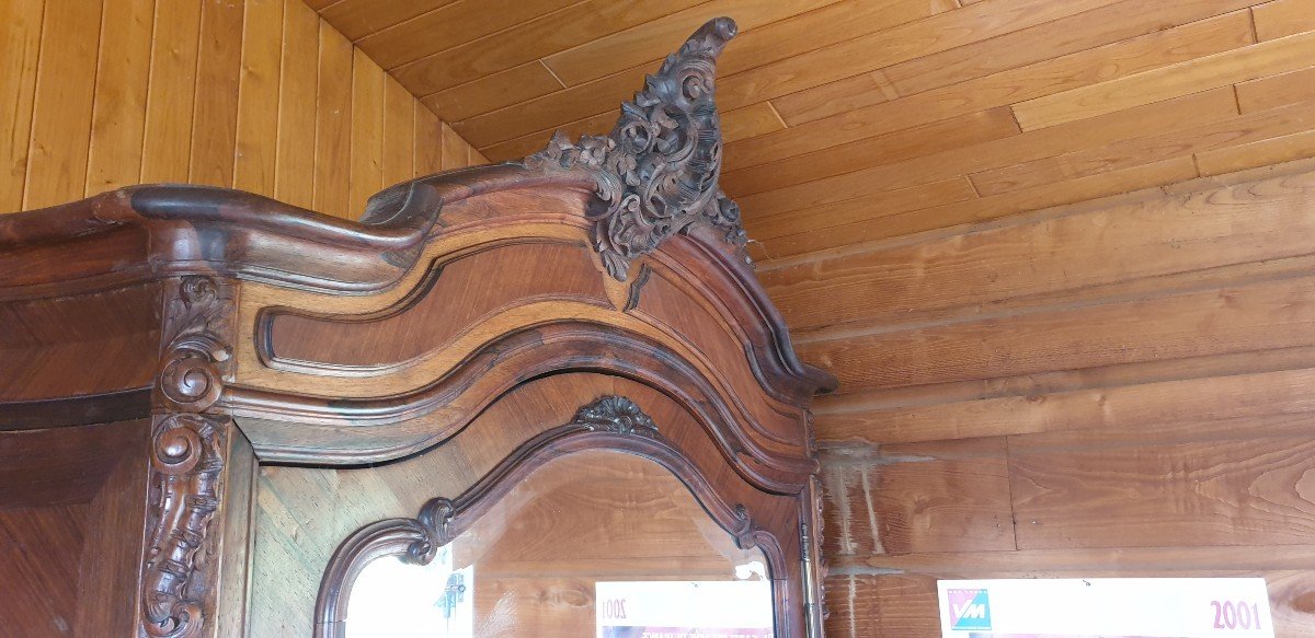 Impressive Wardrobe Curved Sides Mahogany Veneer With Mirrored Door Early 20th Century-photo-4