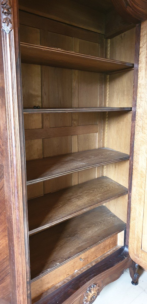 Impressive Wardrobe Curved Sides Mahogany Veneer With Mirrored Door Early 20th Century-photo-1