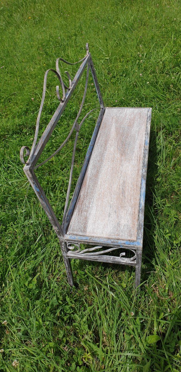 Wood-metal Bench For Children 20th Century-photo-1