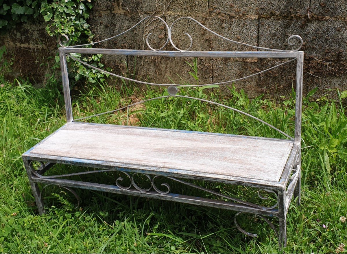 Wood-metal Bench For Children 20th Century