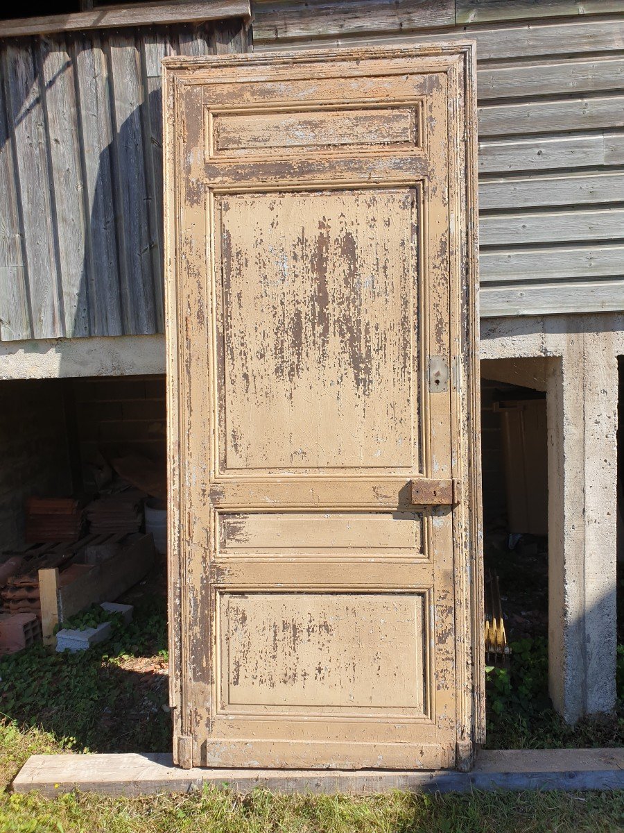 Large Bourgeois House Door With Door Frame - Late 19th Century-photo-4