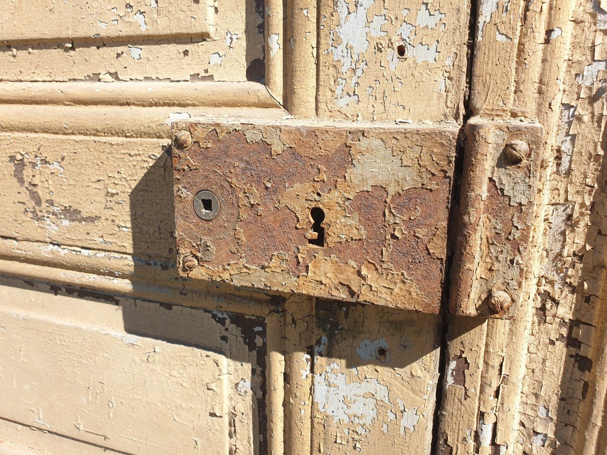 Large Bourgeois House Door With Door Frame - Late 19th Century-photo-2