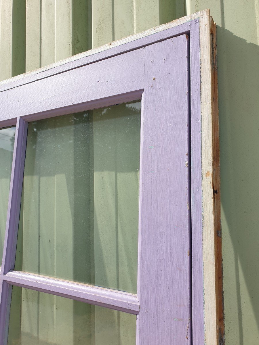 Pair Of Colored Glass Doors With Their Frame - 1960s-photo-1