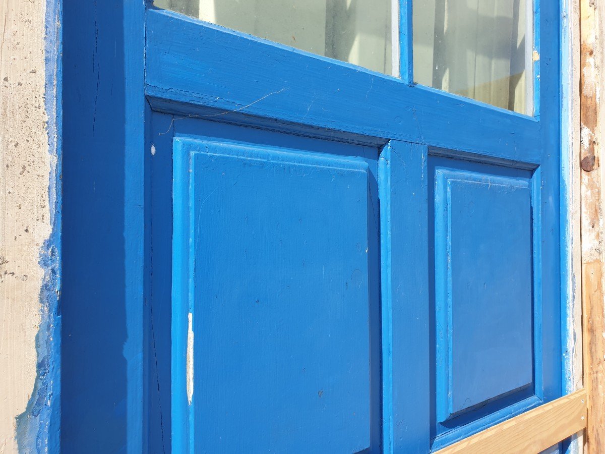 Pair Of Colored Glass Doors With Their Frame - 1960s-photo-6