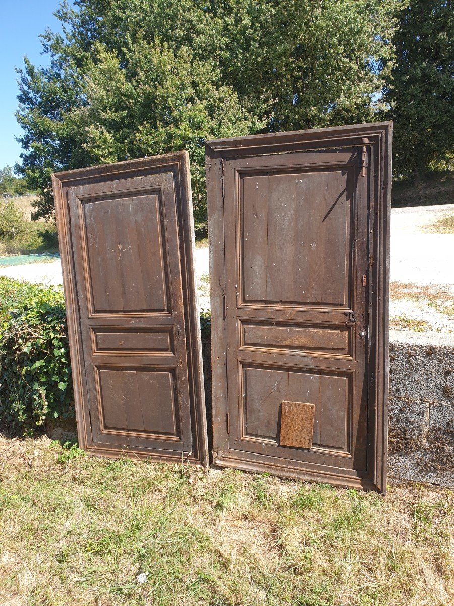 Pair Of Twin Attic Doors From A Hotel Dating From 1825, With Their Frames-photo-3