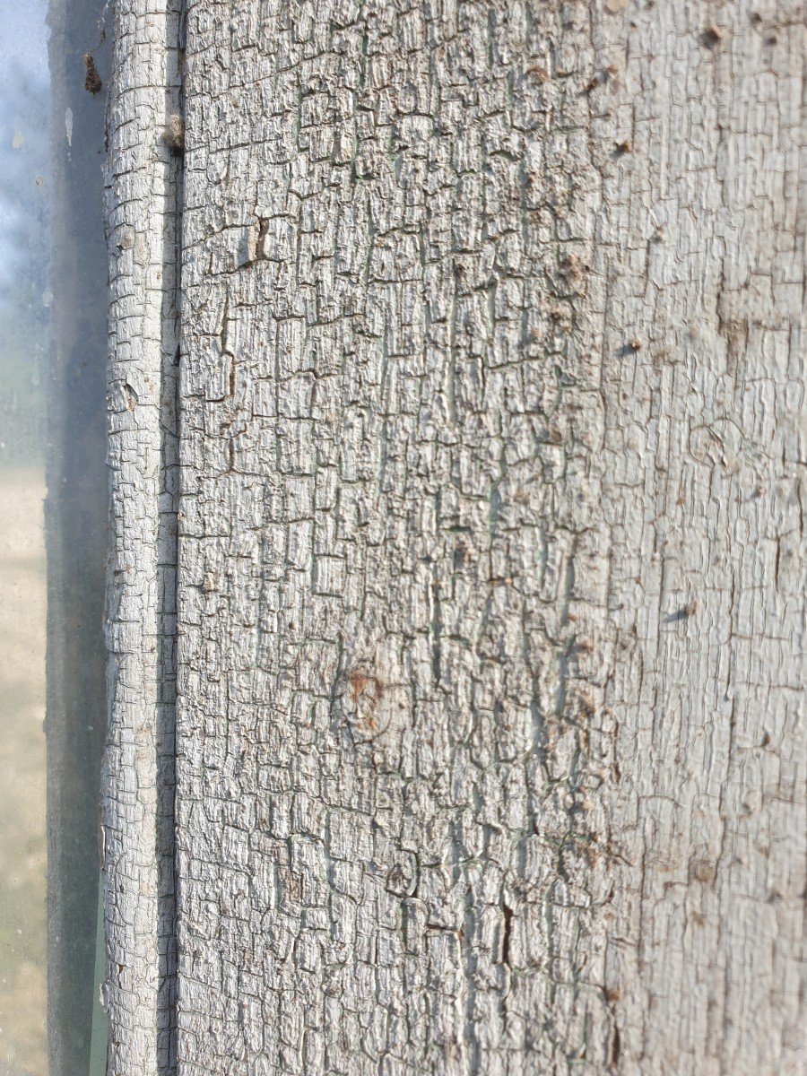 Porte Vitrée Rustique 9 Carreaux Avec Moulures Généreuses - XIXème-photo-4