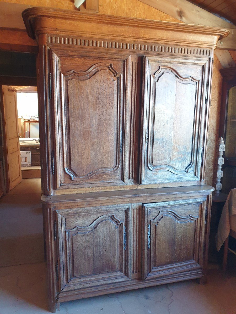 Large Oak Buffet With Louis XV Moldings - Late 19th Century-photo-1