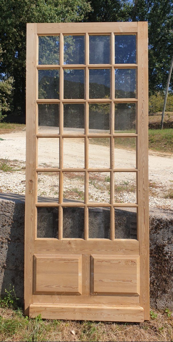 Elegant 24-pane Pine Glass Door - 20th Century