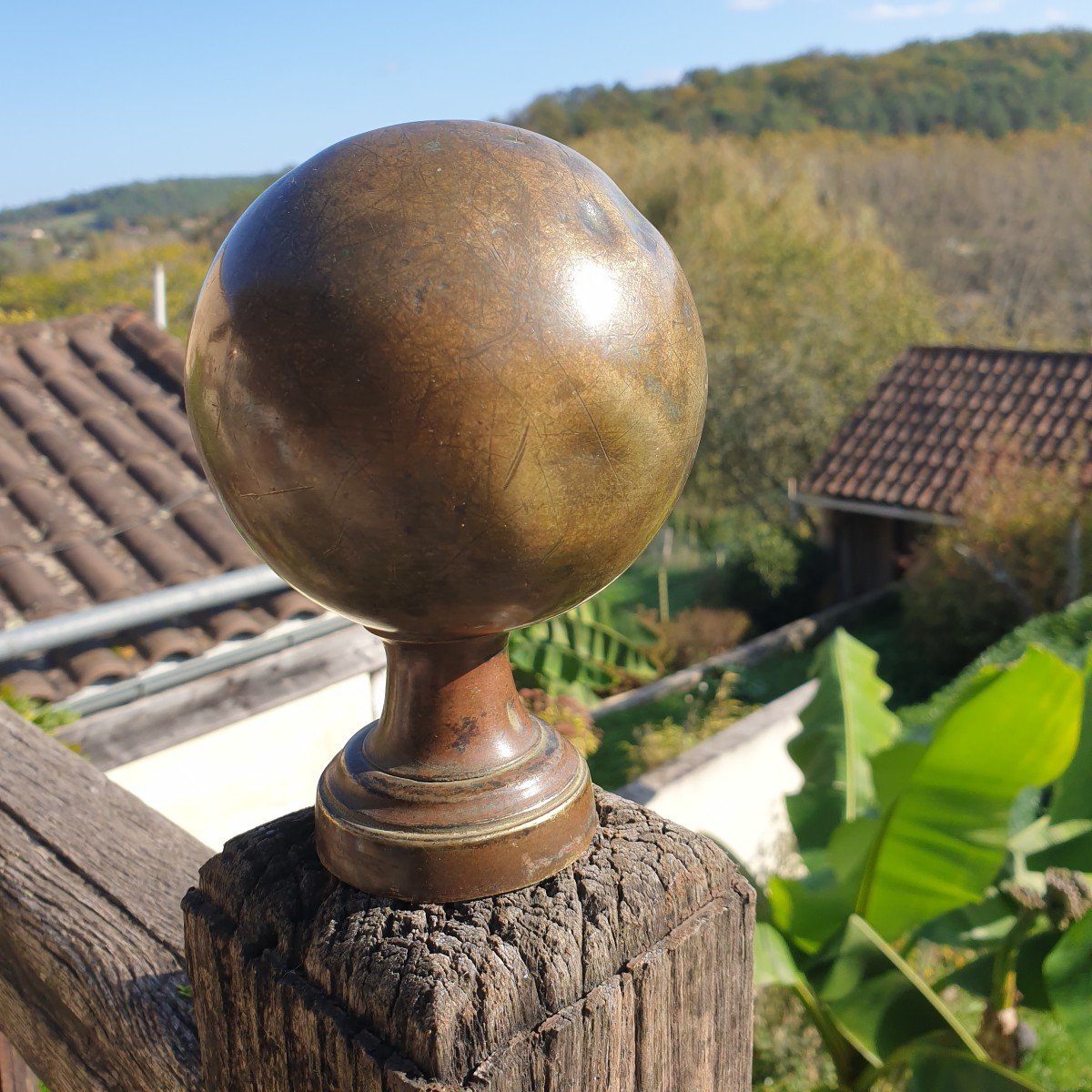 Boule Laiton De Poteau De Départ d'Escalier - Fin XIXème-photo-4