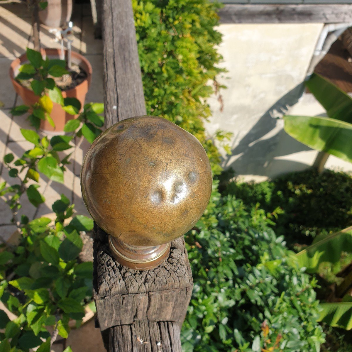 Boule Laiton De Poteau De Départ d'Escalier - Fin XIXème-photo-1