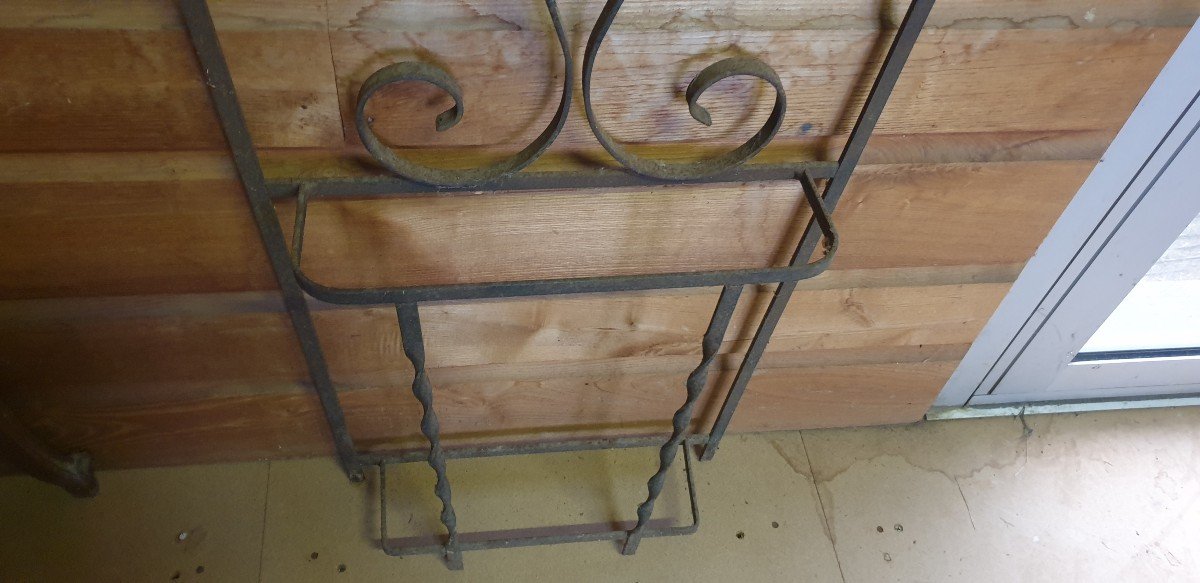 20th Century Wrought Iron Wall Coat Rack-photo-2