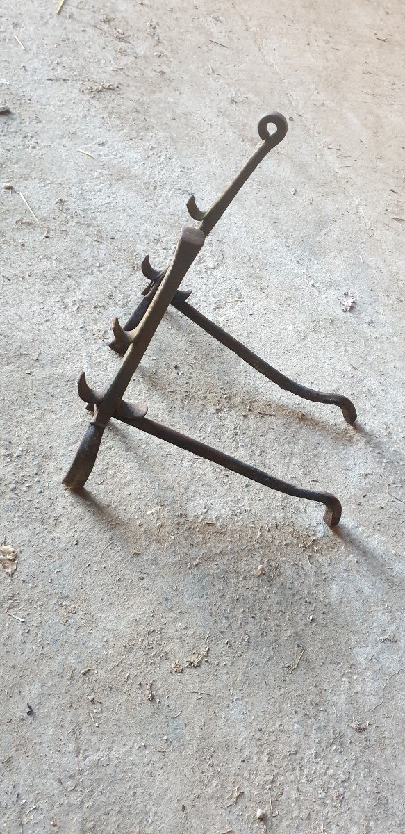 Pair Of Twisted Wrought Iron Andirons, 19th Century-photo-2