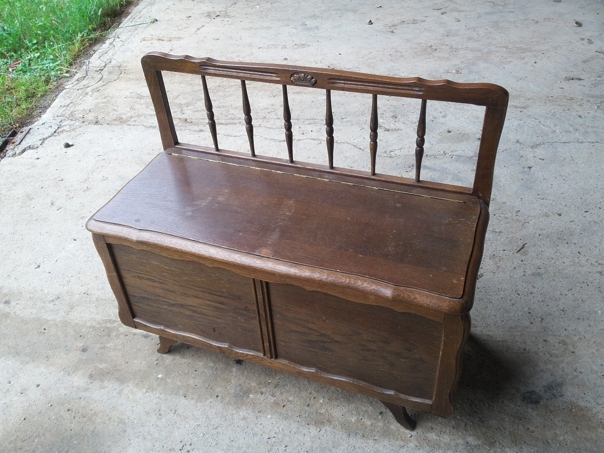 Small Oak Storage Bench - 20th Century-photo-3