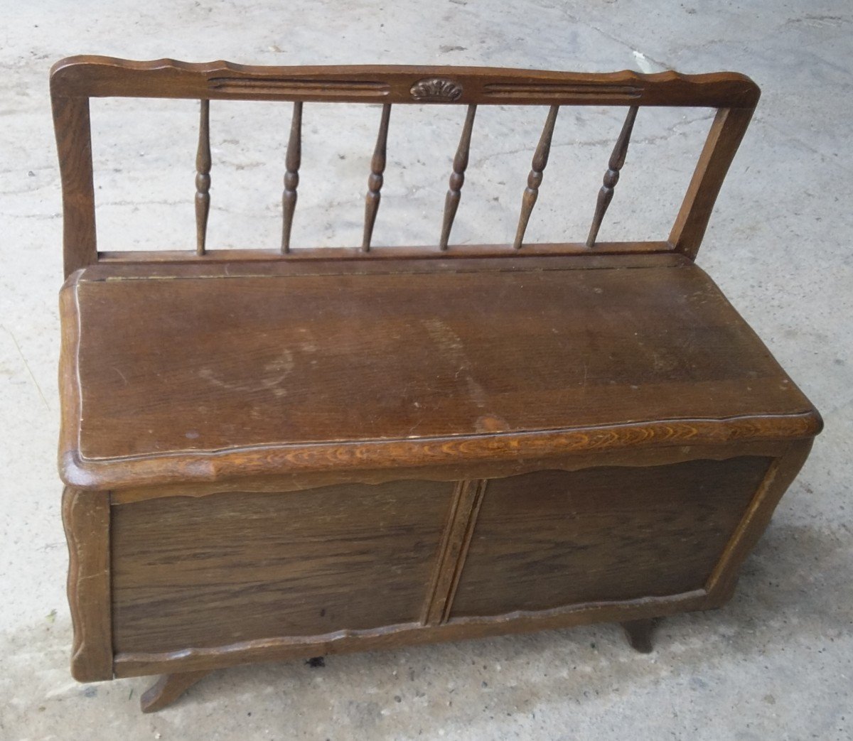 Small Oak Storage Bench - 20th Century