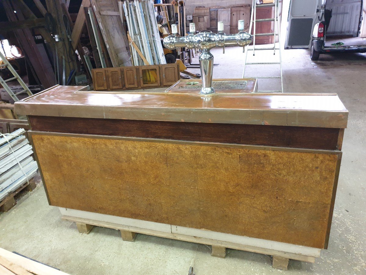 Copper Bar Counter With Its 4 Spouts Tap - 1940s-photo-2