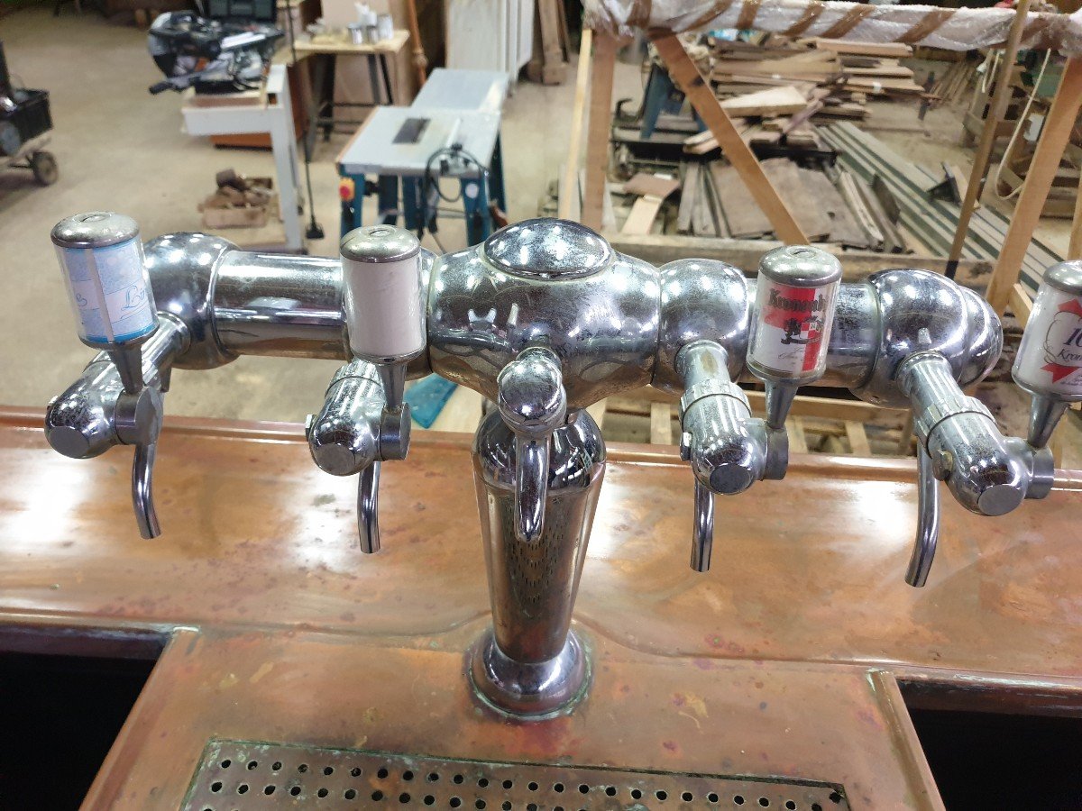 Copper Bar Counter With Its 4 Spouts Tap - 1940s-photo-3