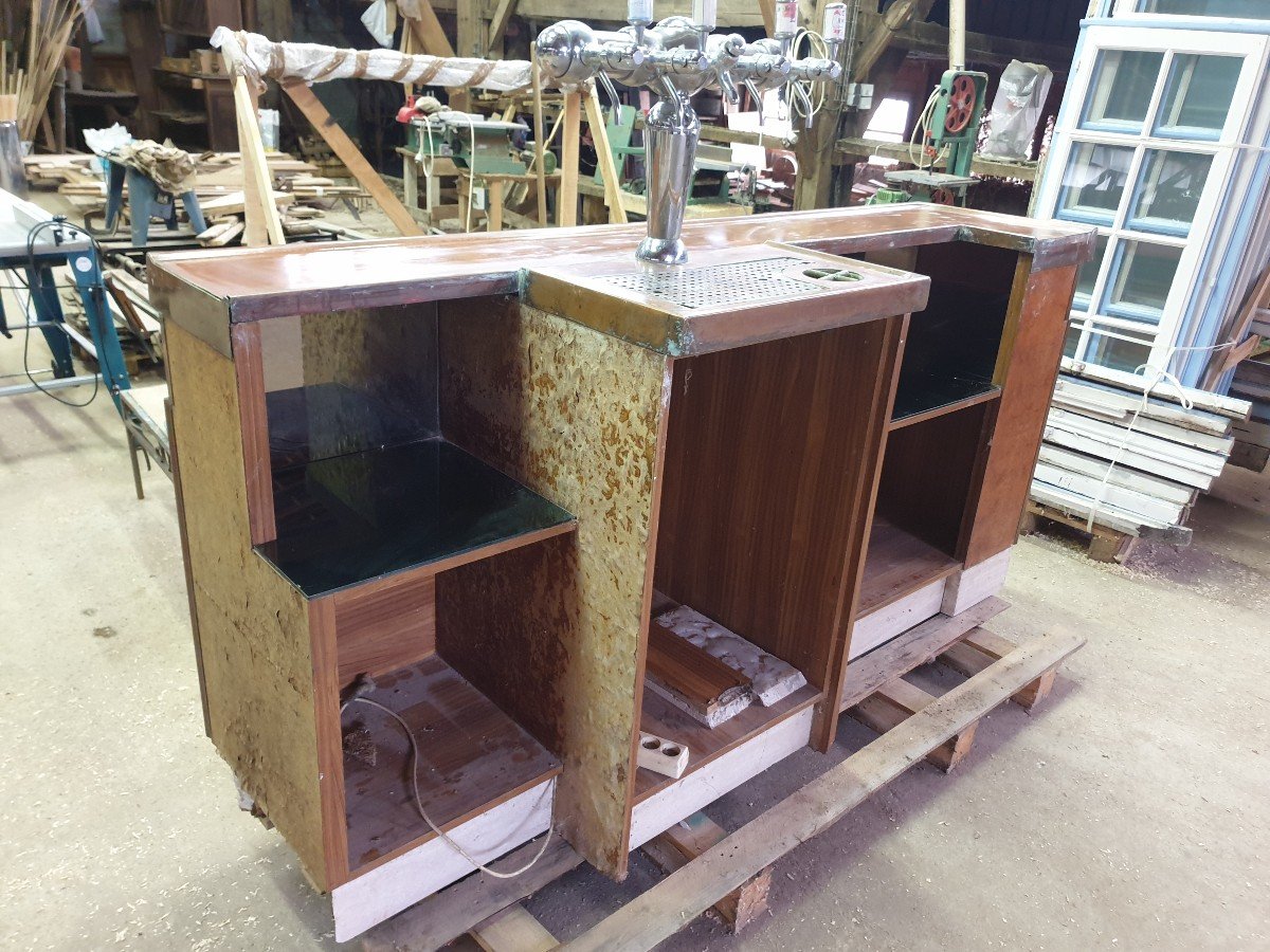 Copper Bar Counter With Its 4 Spouts Tap - 1940s-photo-4