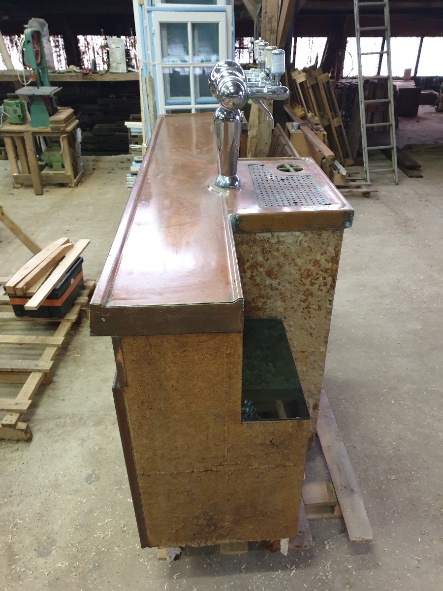 Copper Bar Counter With Its 4 Spouts Tap - 1940s-photo-5