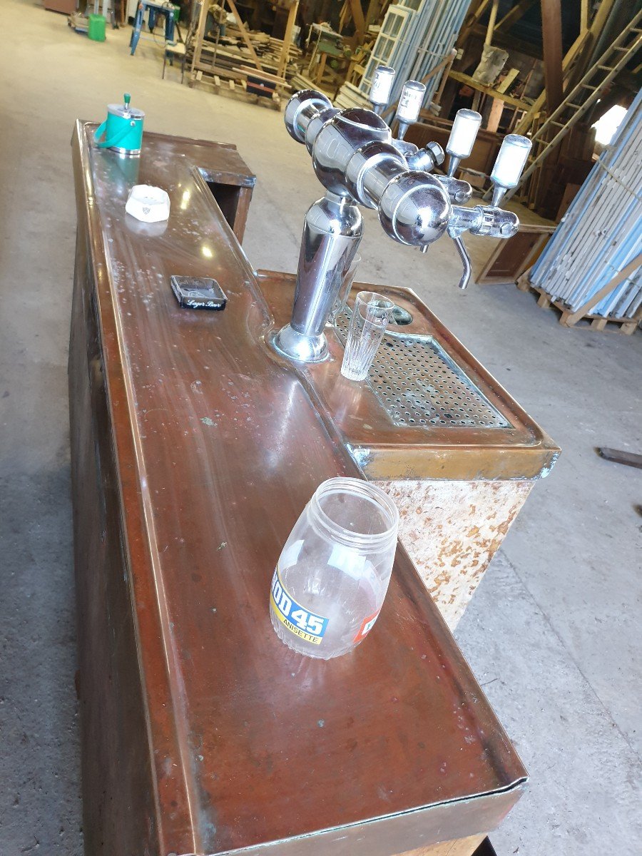 Copper Bar Counter With Its 4 Spouts Tap - 1940s-photo-7