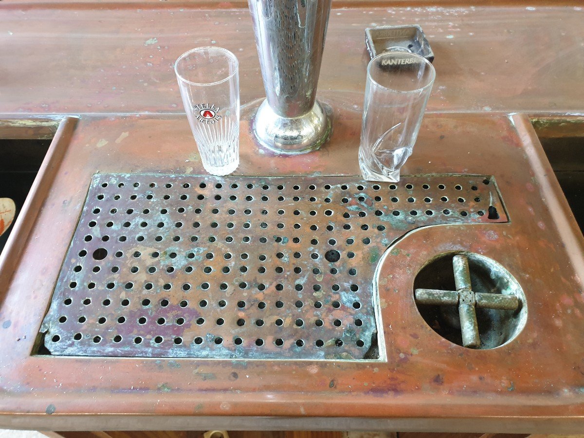 Copper Bar Counter With Its 4 Spouts Tap - 1940s-photo-8