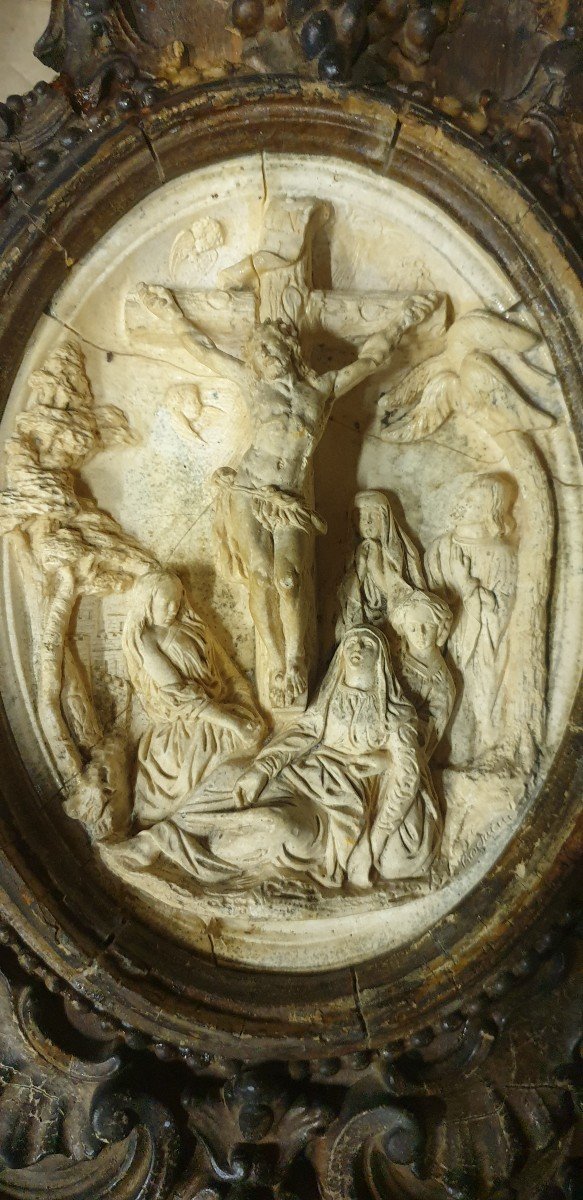 Lovely Little Holy Water Font / Stations Of The Cross In Wood And Plaster - Early 19th Century-photo-4