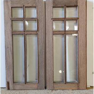 Pair Of Glass Doors With Beveled Glass For Showcase