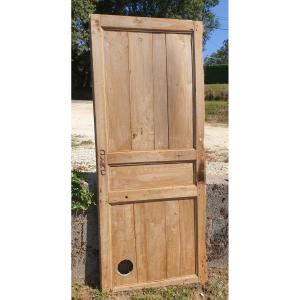 Warm Poplar Door With Three Double-sided Panels - Late 18th - Early 19th Century