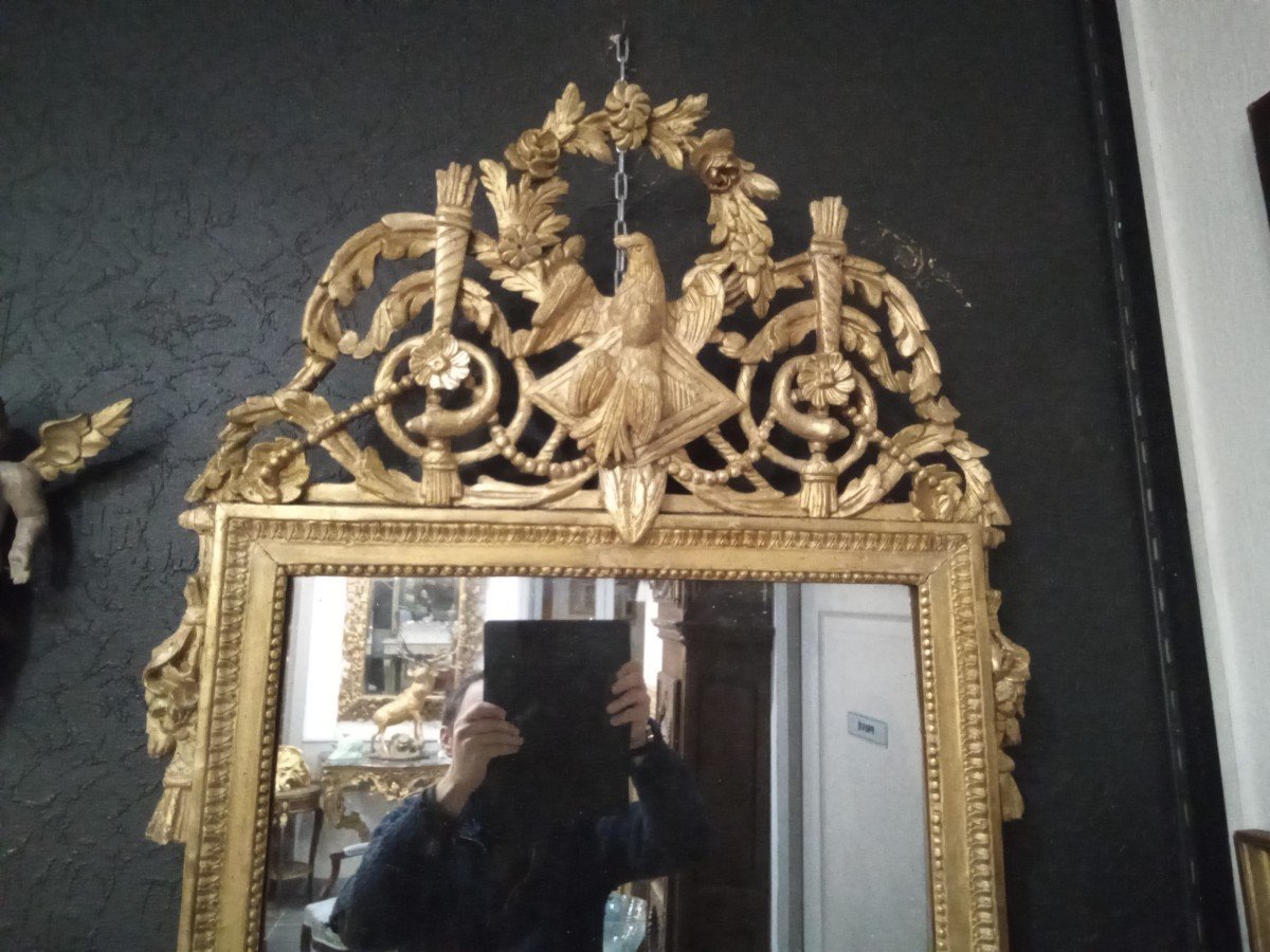 Miroir d'époque Louis XVI En Bois Doré-photo-2