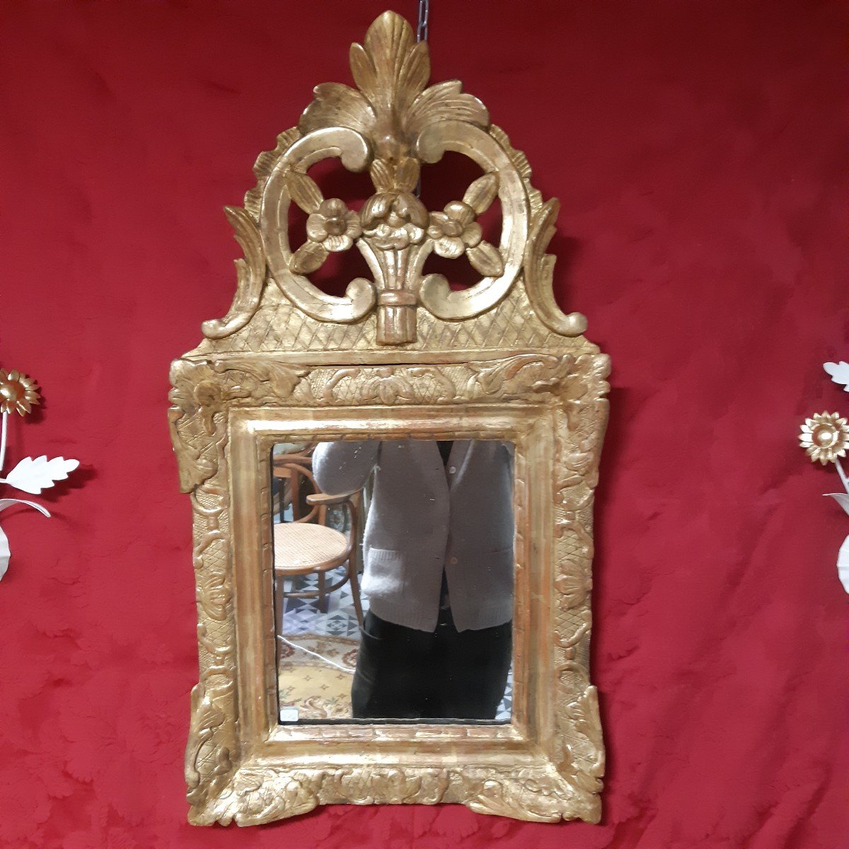 Miroir d'époque Régence En Bois Doré -photo-7