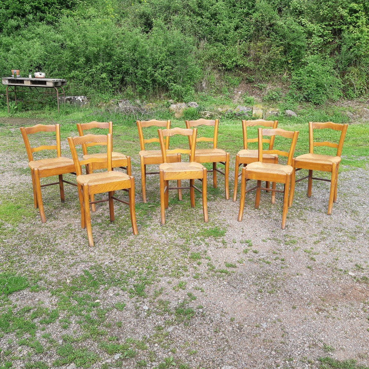 Suite De 9 Chaises Paillées -photo-4