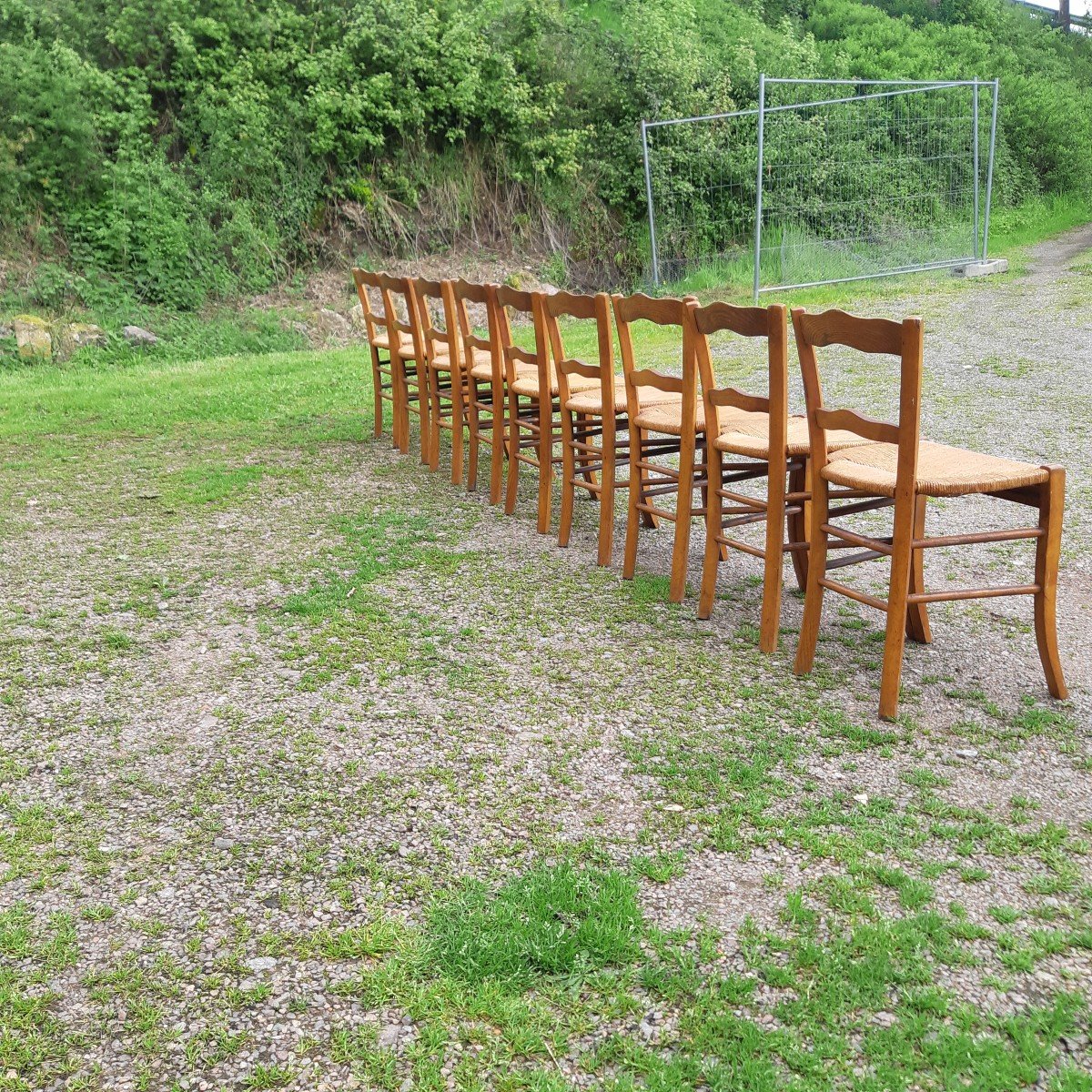 Suite De 9 Chaises Paillées -photo-2