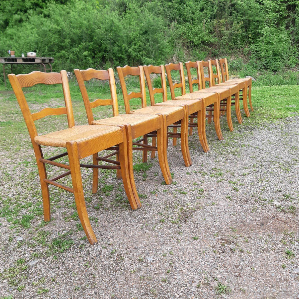 Suite Of 9 Straw Chairs -photo-3