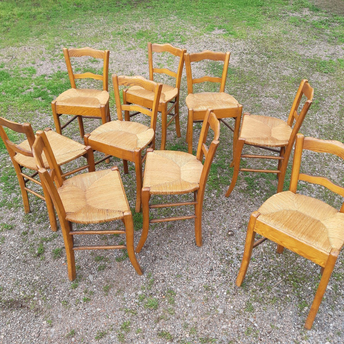 Suite Of 9 Straw Chairs -photo-5