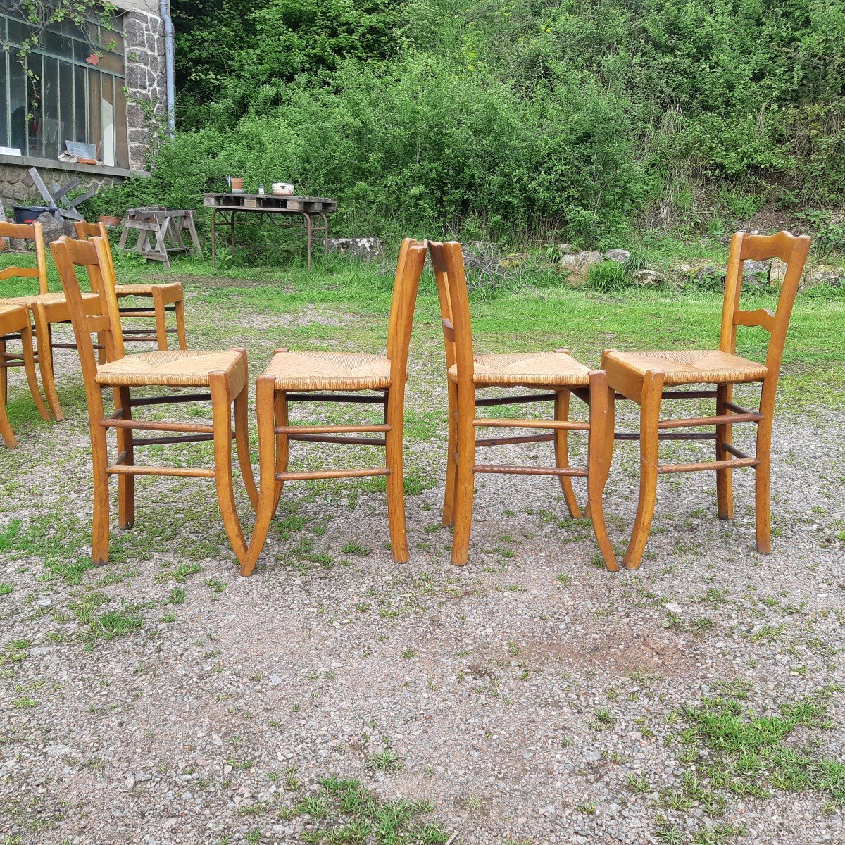 Suite Of 9 Straw Chairs -photo-6