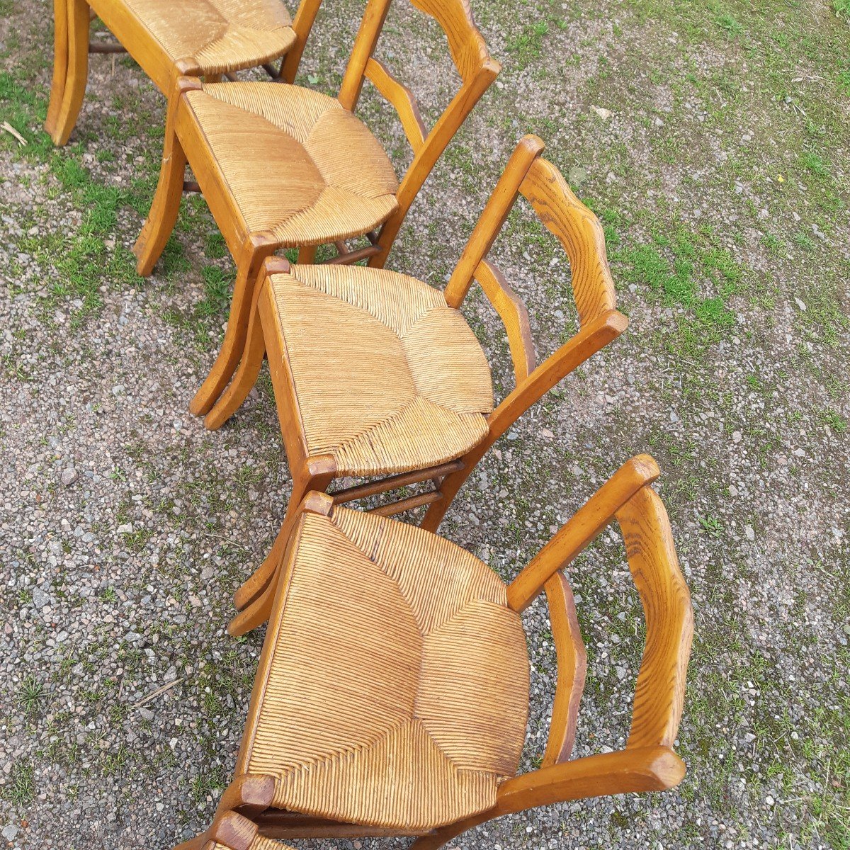 Suite De 9 Chaises Paillées -photo-8