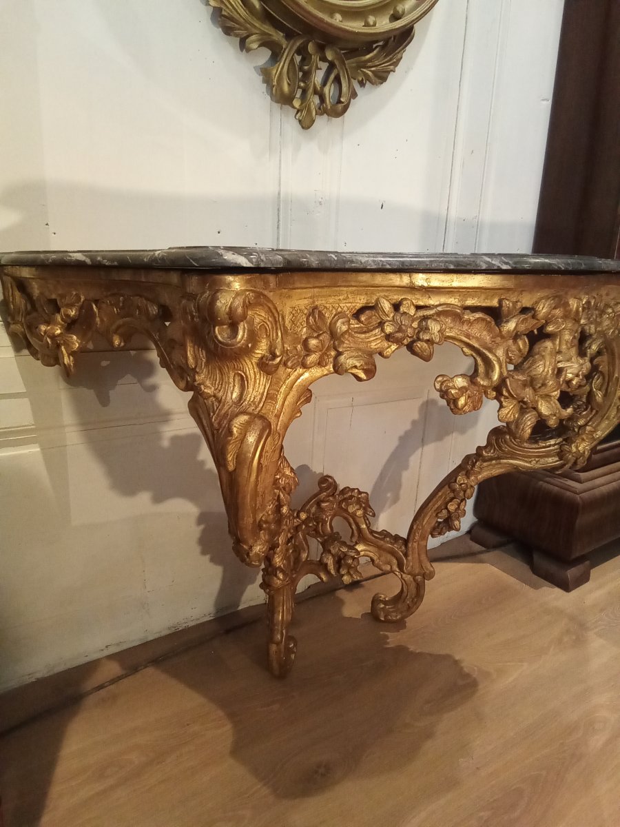 Console En Bois Doré d'époque Régence-photo-4