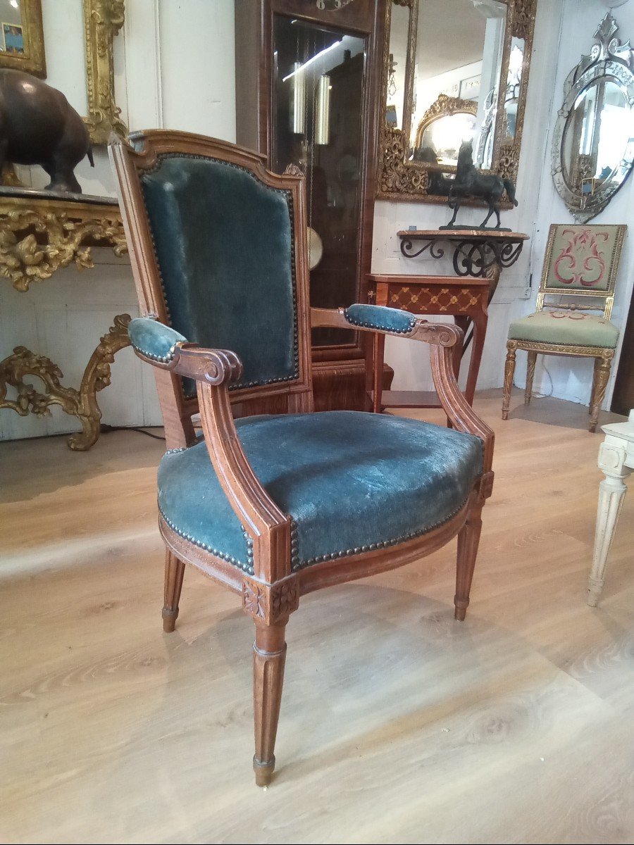 Fauteuil Louis XVI En Noyer-photo-3