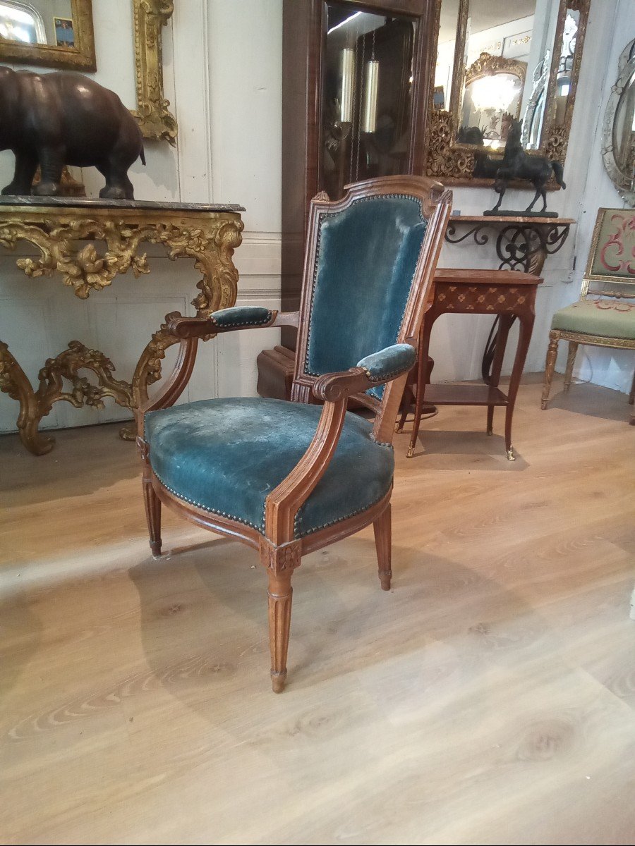 Fauteuil Louis XVI En Noyer-photo-6