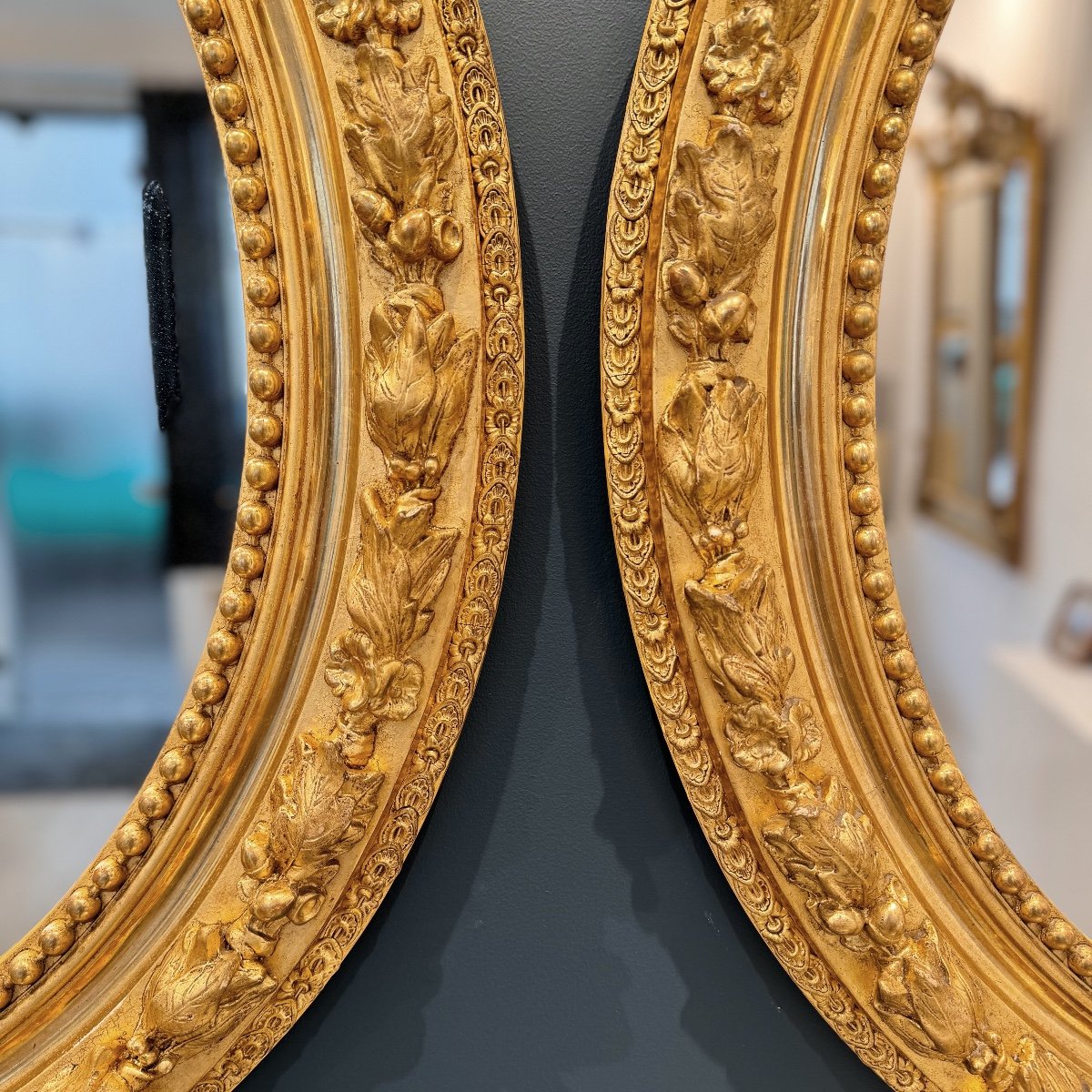 Paire De Miroirs Ovales - Réf 583 - 75 X 86-photo-3