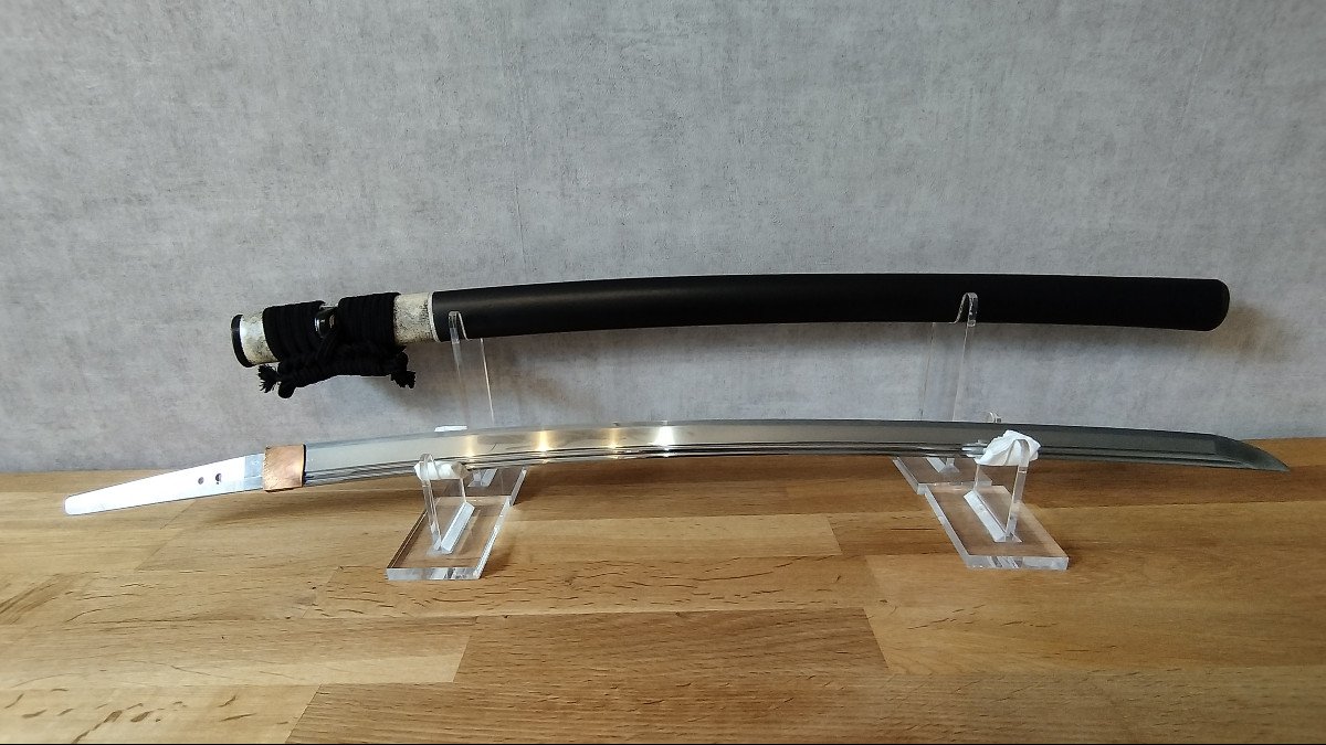 Atypical Katana From The Showa Period With Its Double-grooved Mumei Blade And Its Koshirae-photo-8