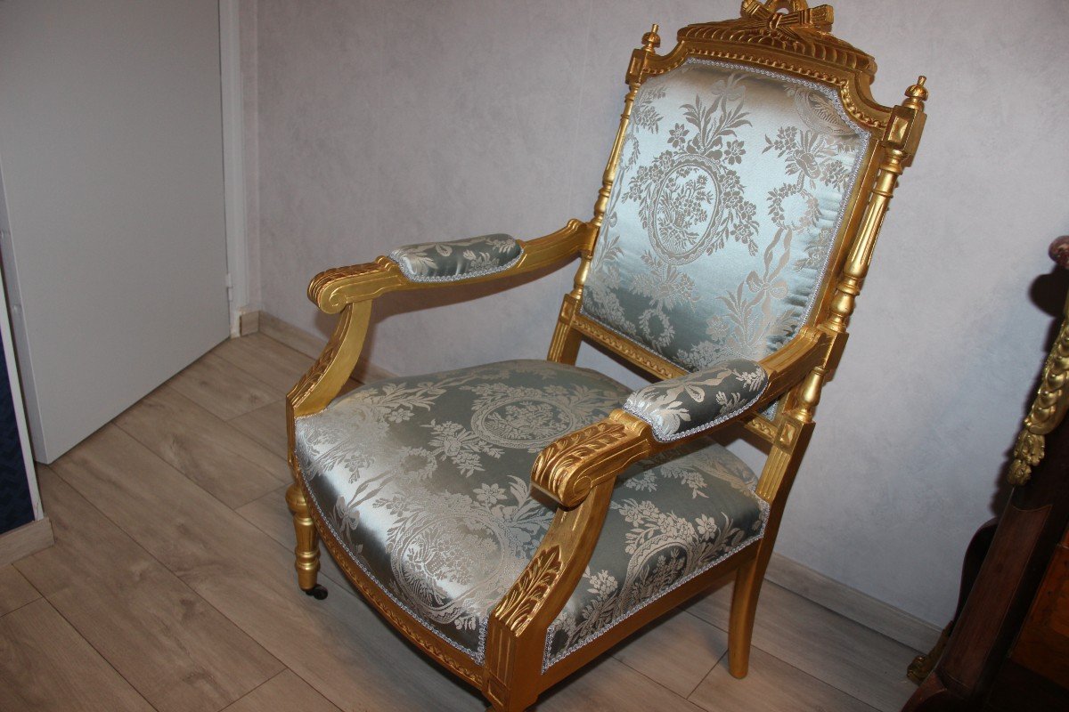 Fauteuil En Bois Doré-photo-3