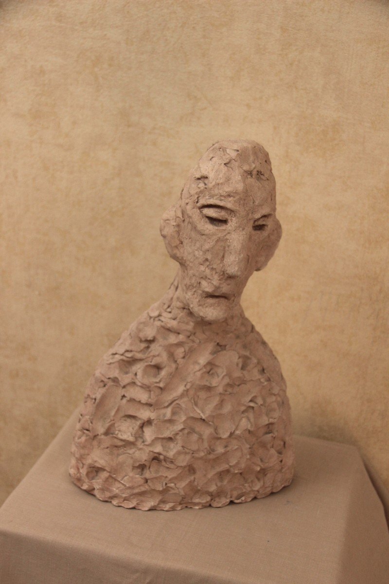 Terracotta Bust In The Style Of Giacometti-photo-4