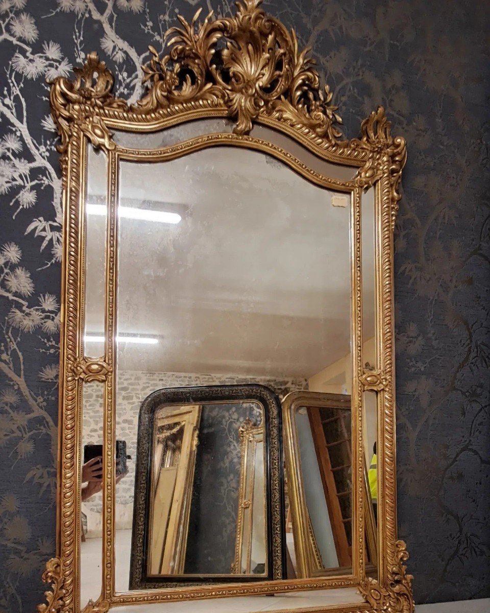 19th Century Mirror With Glazing Beads 173 X 105-photo-3