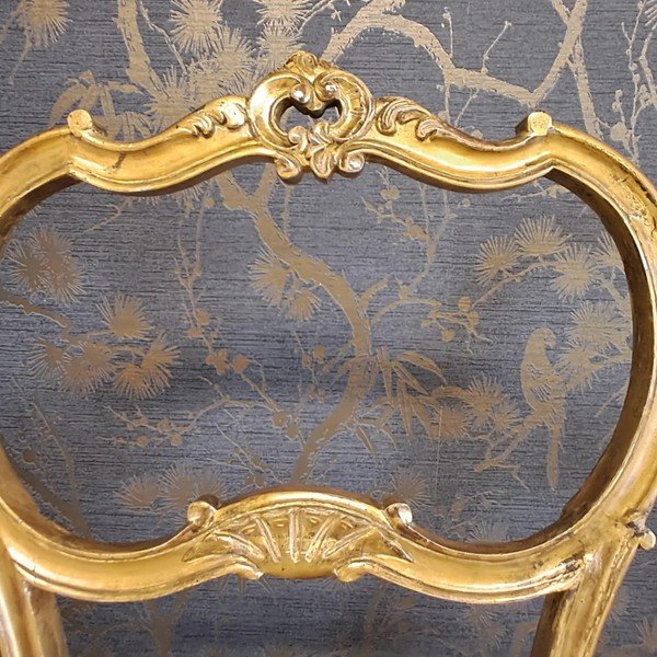 Pair Of 19th Century Gilded Wooden Chairs -photo-2