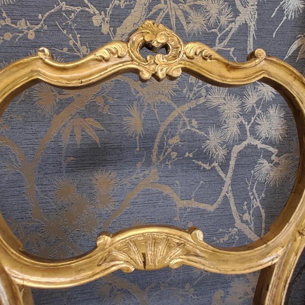 Pair Of 19th Century Gilded Wooden Chairs -photo-3