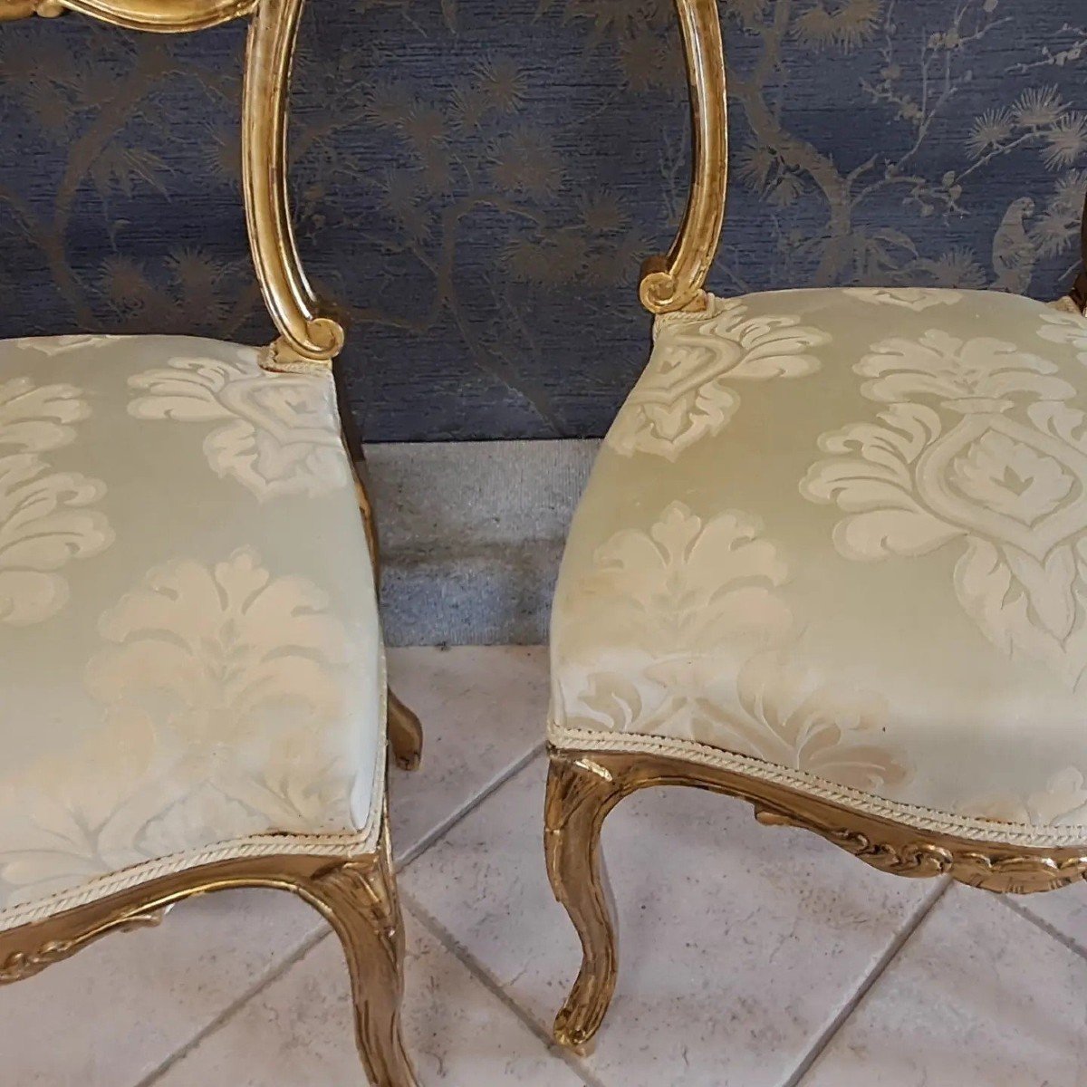 Pair Of 19th Century Gilded Wooden Chairs -photo-5