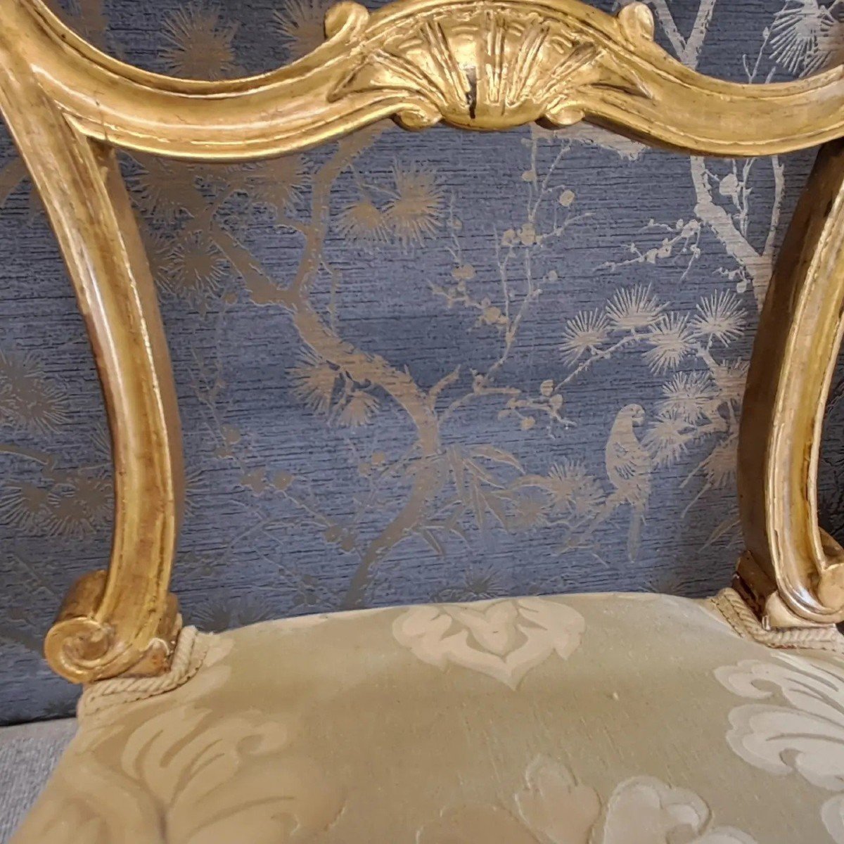 Pair Of 19th Century Gilded Wooden Chairs -photo-6