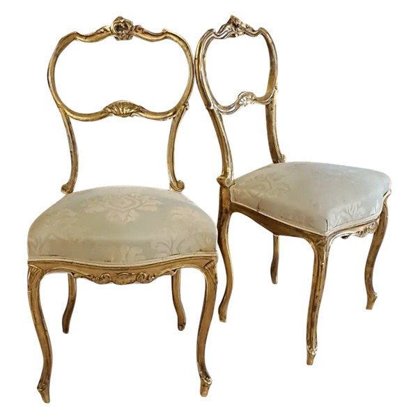 Pair Of 19th Century Gilded Wooden Chairs 