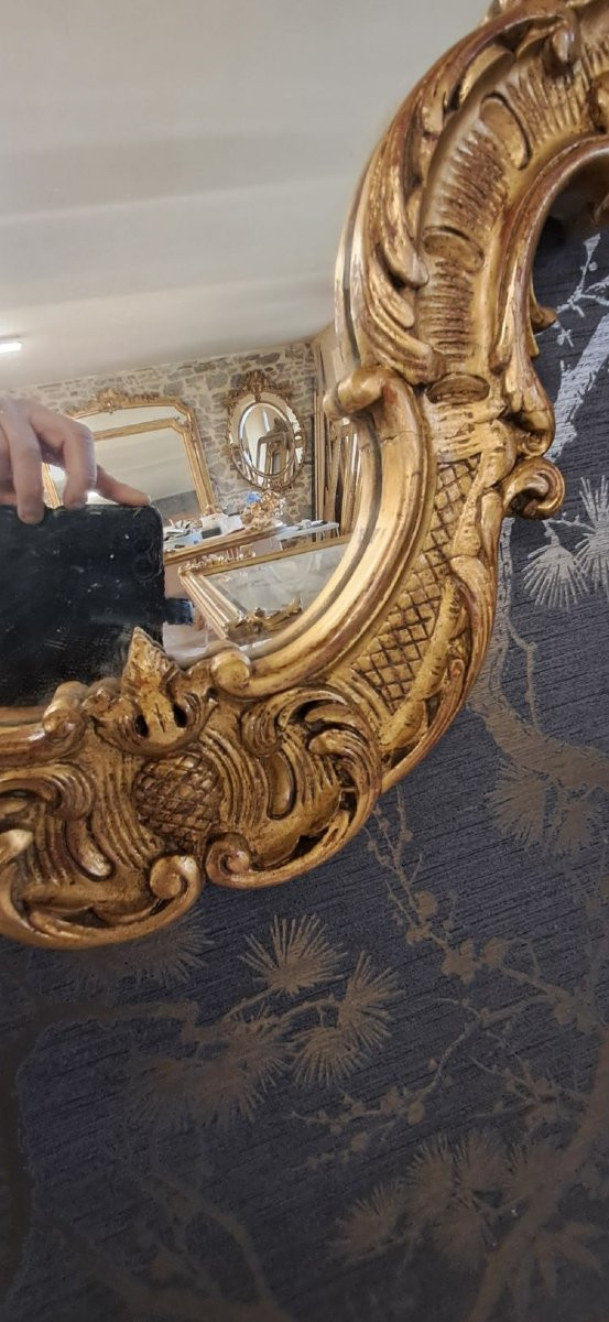 Mid-20th Century Mirror In Golden Wood 95 X 67-photo-3