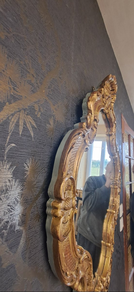 Mid-20th Century Mirror In Golden Wood 95 X 67-photo-5